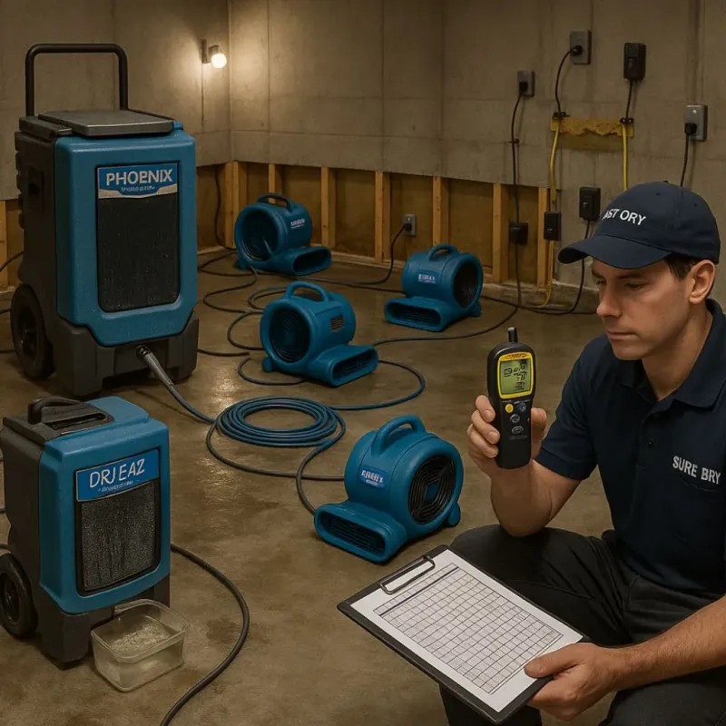 Structural Drying and Dehumidification process in Bossier City, LA